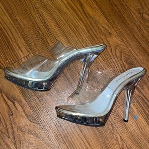 Clear heels for sale - size 9-fits like 8.5